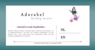 Website for Adorabel Living Statues. The site was put online 2009.